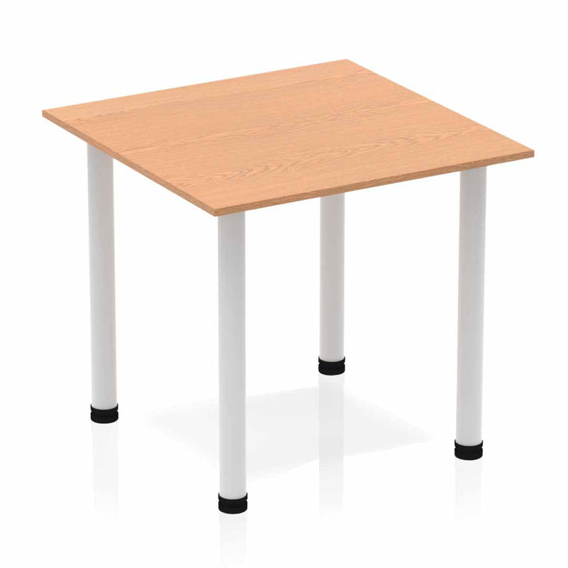 Impulse 800mm Square Table Oak Top Silver Post Leg BF00205 - ONE CLICK SUPPLIES