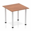 Dynamic Impulse 800mm Square Table Walnut Top Silver Post Leg BF00207 - ONE CLICK SUPPLIES