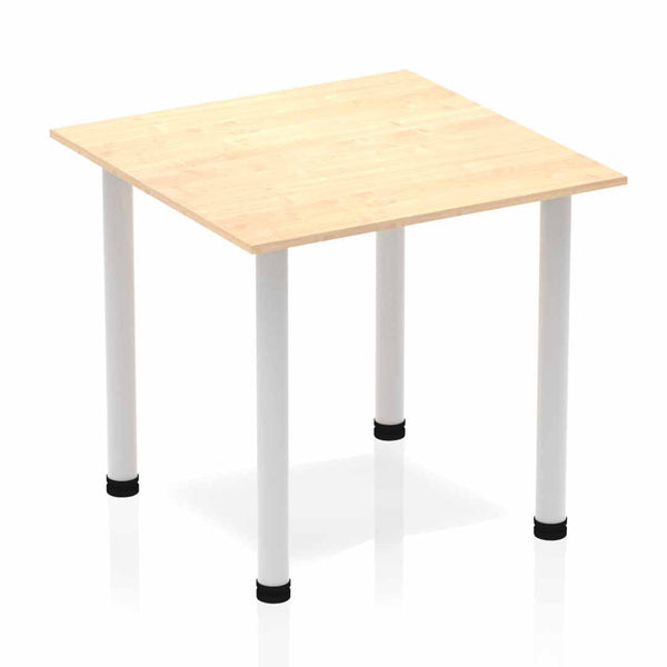 Dynamic Impulse 800mm Square Table Maple Top Silver Post Leg BF00209 - ONE CLICK SUPPLIES