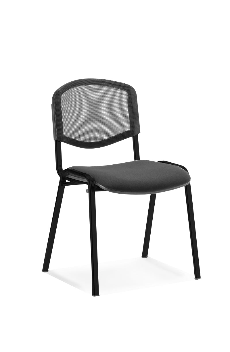 ISO Stacking Chair Mesh Back Black Fabric Black Frame BR000060 - ONE CLICK SUPPLIES