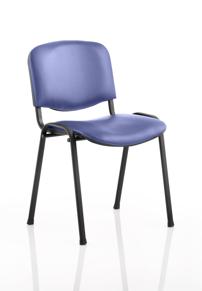 ISO Stacking Chair Blue Vinyl Black Frame BR000063 - ONE CLICK SUPPLIES