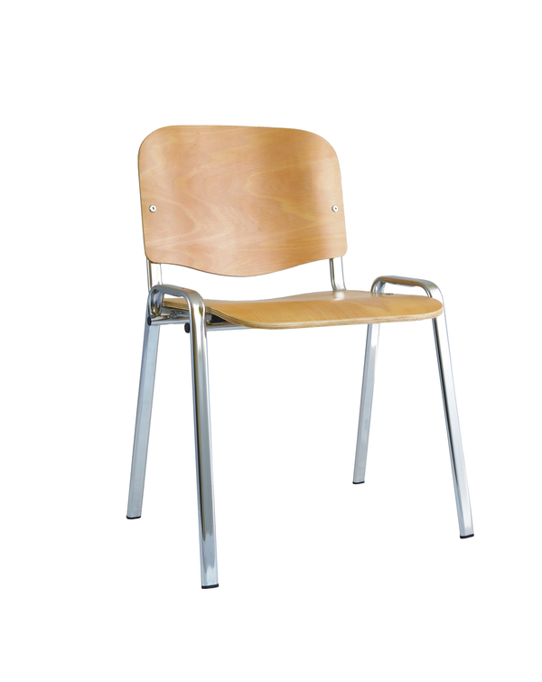 ISO Stacking Chair Beech Chrome Frame BR000066 - ONE CLICK SUPPLIES