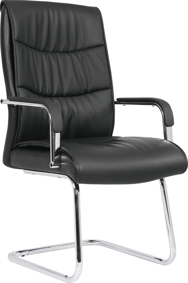 Carter Black Luxury Faux Leather Cantilever Chair With Arms BR000185 - ONE CLICK SUPPLIES