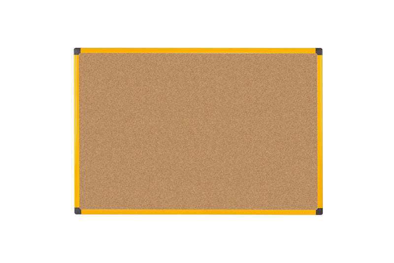 Bi-Office Ultrabrite Cork Noticeboard Yellow Aluminium Frame 600x900mm - CA0311721 - ONE CLICK SUPPLIES