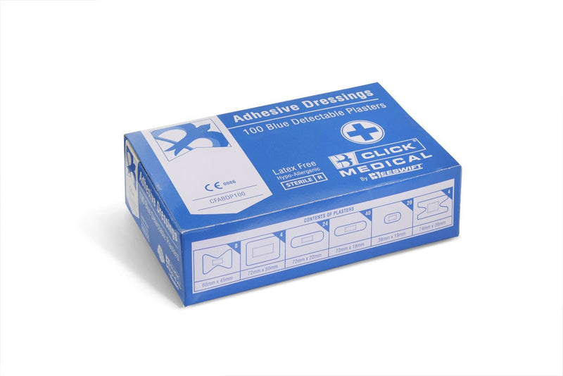 Click Medical Plasters Blue Metal Detectable 100 Assorted - ONE CLICK SUPPLIES