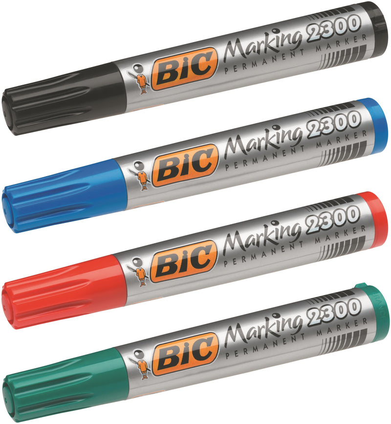 Bic Marking 2300 Permanent Marker Chisel Tip 3.7-5.5mm Line Assorted Colours (Pack 4) - 8209222 - ONE CLICK SUPPLIES