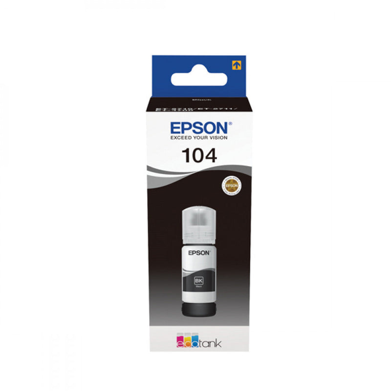 Epson 104 Ink Bottle EcoTank Black C13T00P140 - ONE CLICK SUPPLIES