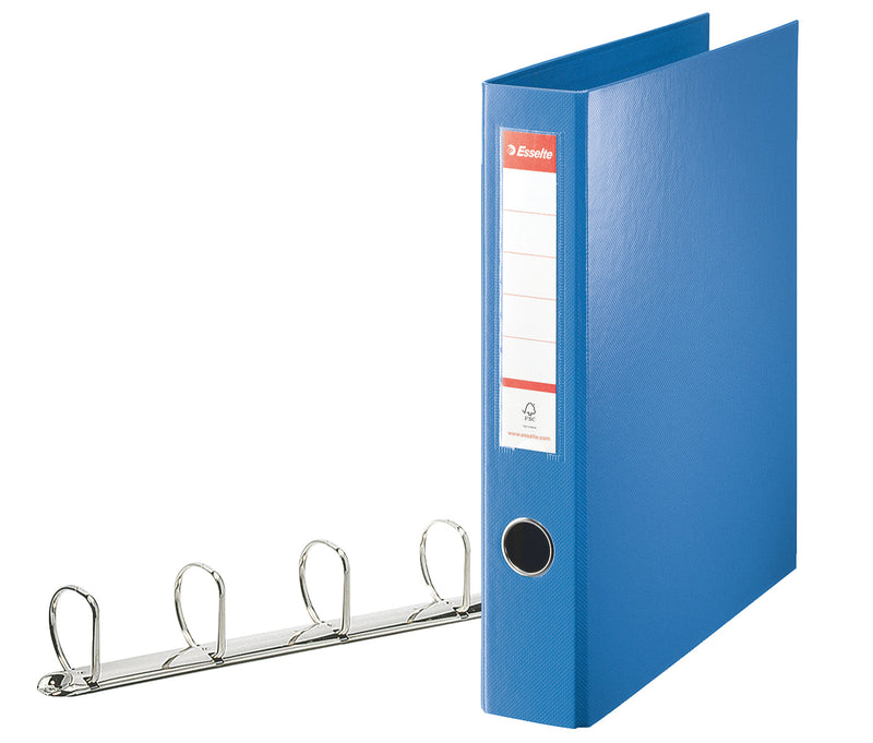 Esselte Standard Ring Binder Polypropylene 4 D-Ring A4 40mm Rings Blue 82405 - ONE CLICK SUPPLIES