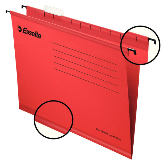 Esselte Classic A4 Suspension File Board 15mm V Base Red (Pack 25) 90316 - ONE CLICK SUPPLIES