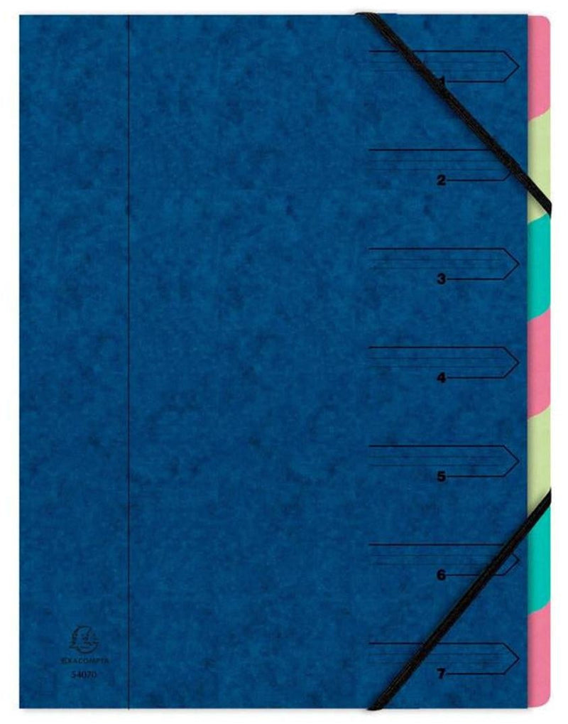 Exacompta Nature Future 54072E (A4) Organiser 7-Part Stapled Elastics Compartments Blue (Single) - ONE CLICK SUPPLIES