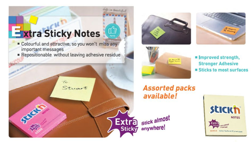 ValueX Extra Sticky Notes 76x76mm 90 Sheets Neon Colours (Pack 6) EH7648 - 21679 - ONE CLICK SUPPLIES