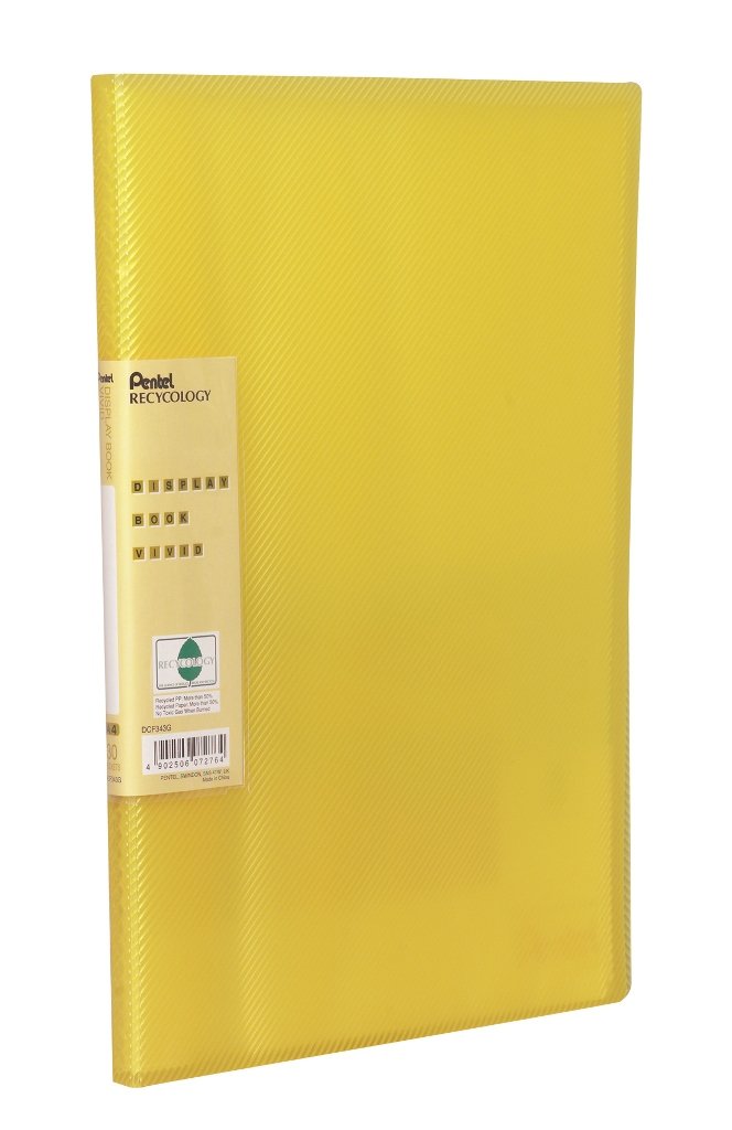 Pentel Recycology A4 Vivid Display Book 30 Pocket Yellow (Pack 10) - DCF343G - ONE CLICK SUPPLIES