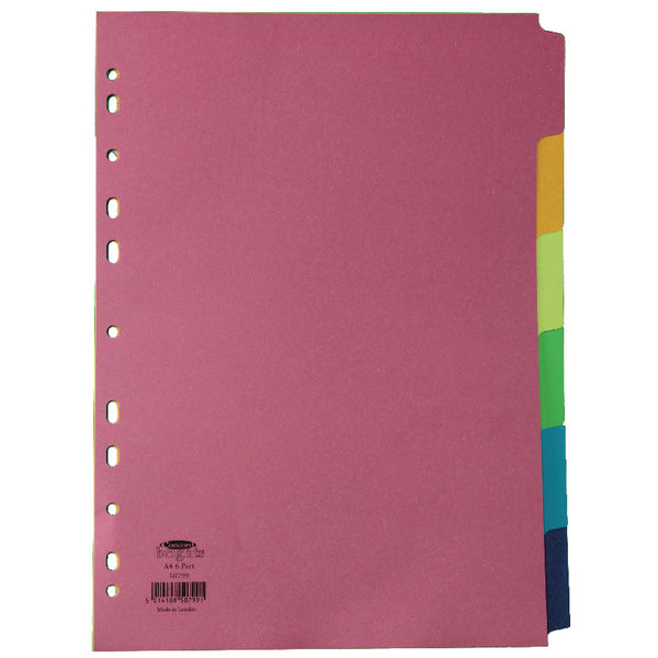 Concord Divider 6 Part A4 160gsm Board Bright Assorted Colours - 50799 - ONE CLICK SUPPLIES