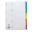 Concord Classic Index 1-5 A4 180gsm Board White with Coloured Mylar Tabs 00201/CS2 - ONE CLICK SUPPLIES