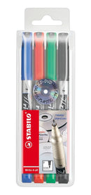 STABILO Write-4-All Fine Permanent Marker 0.7mm Line Assorted Colours (Wallet 4) - 156/4 - ONE CLICK SUPPLIES