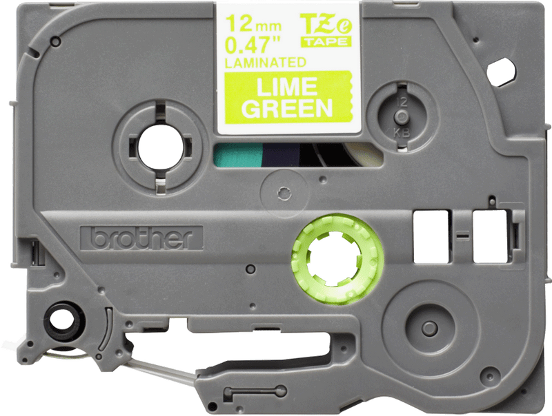 Brother White On Lime Green Label Tape 12mm x 5m - TZEMQG35 - ONE CLICK SUPPLIES