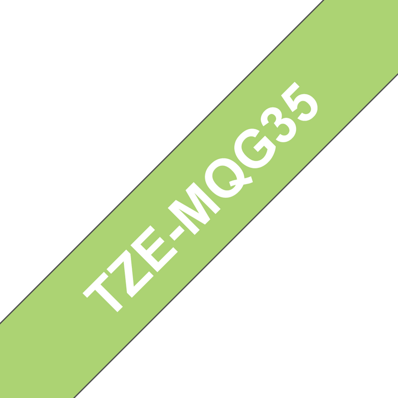 Brother White On Lime Green Label Tape 12mm x 5m - TZEMQG35 - ONE CLICK SUPPLIES