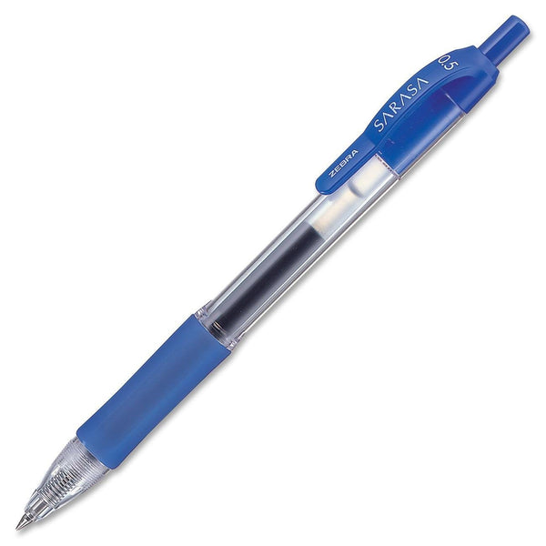 Zebra Sarasa Retractable Gel Rollerball Pen 0.5mm Tip 0.3mm Line Blue (Pack 12) - 46720 - ONE CLICK SUPPLIES