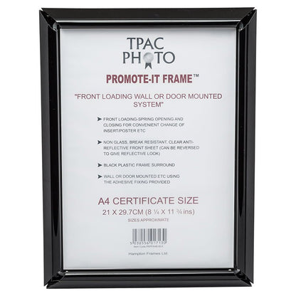 Hampton Frames Promote It A4 Non Glass Frame Black Aluminium PAPFA4BBLK - ONE CLICK SUPPLIES