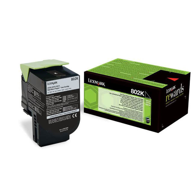 Lexmark 802K Black Toner Cartridge 1K pages - 80C20K0 - ONE CLICK SUPPLIES