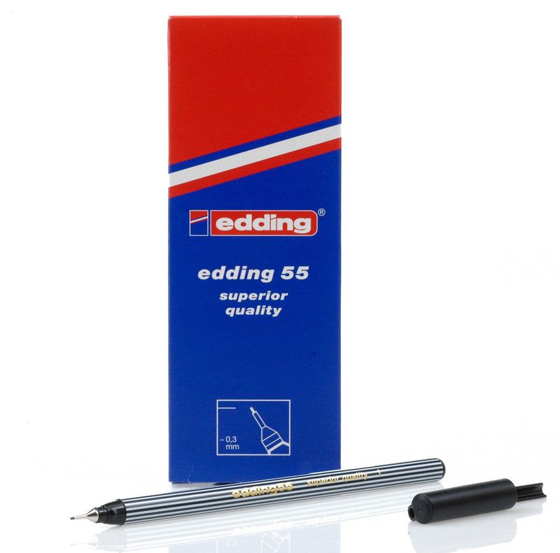 edding 55 Fineliner Pen 0.3mm Line Black (Pack 10) - 4-55001 - ONE CLICK SUPPLIES