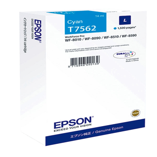 Epson T7562 Cyan Ink Cartridge 14ml - C13T756240 - ONE CLICK SUPPLIES