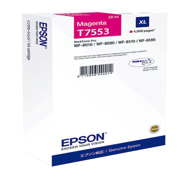 Epson T7553 Magenta Ink Cartridge 39ml - C13T755340 - ONE CLICK SUPPLIES