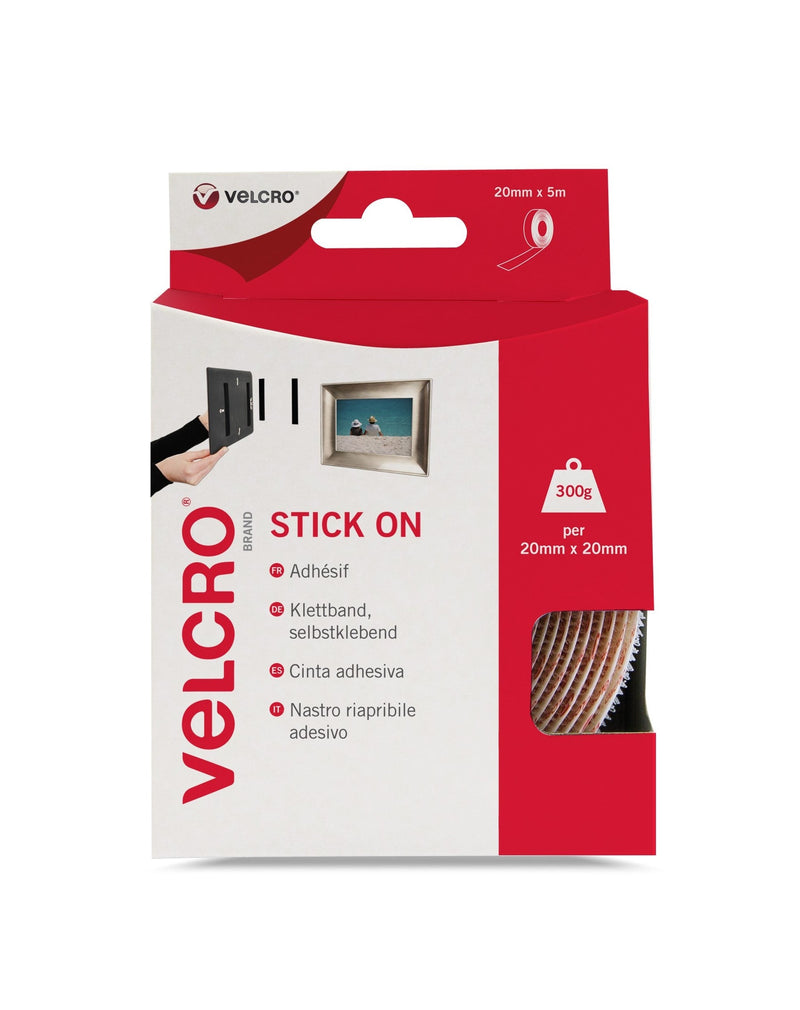 Velcro Sticky Hook and Loop Strip 20mmx5m White - RY07117 - ONE CLICK SUPPLIES