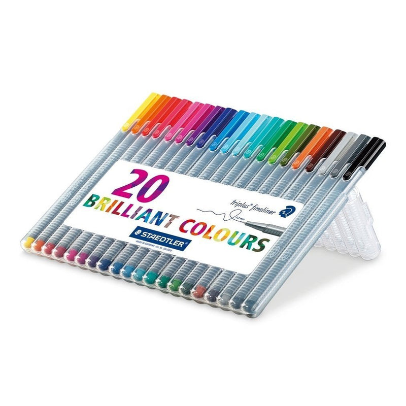 Staedtler Triplus Fineliner Pen 0.8mm Tip 0.3mm Line Assorted Colours (Pack 20) - 334SB20 - ONE CLICK SUPPLIES