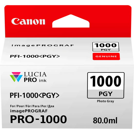 Canon PFI1000PGY Photo Grey Standard Capacity Ink Cartridge 80ml - 0553C001 - ONE CLICK SUPPLIES