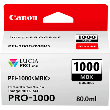 Canon PFI1000MBK Matte Black Standard Capacity Ink Cartridge 80ml - 0545C001 - ONE CLICK SUPPLIES