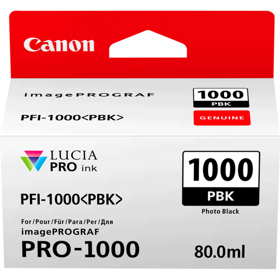 Canon PFI1000PBK Photo Black Standard Capacity Ink Cartridge 80ml - 0546C001 - ONE CLICK SUPPLIES