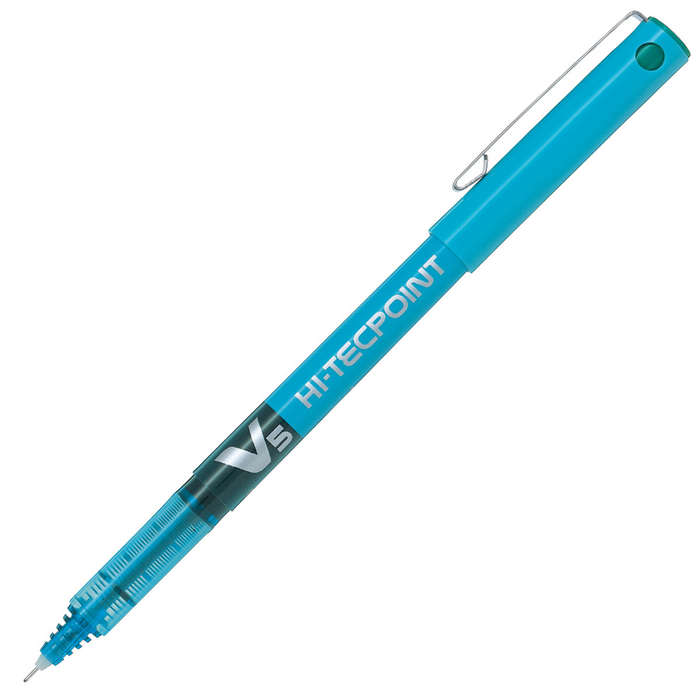 Pilot V5 Hi-Tecpoint Liquid Ink Rollerball Pen 0.5mm Tip 0.3mm Line Light Blue (Pack 12) - 100101210 - ONE CLICK SUPPLIES