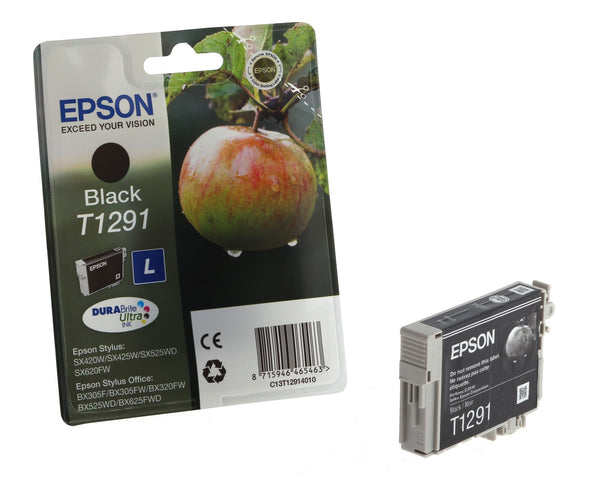 Epson T1291 Apple Black Standard Capacity Ink Cartridge 11ml - C13T12914012 - ONE CLICK SUPPLIES