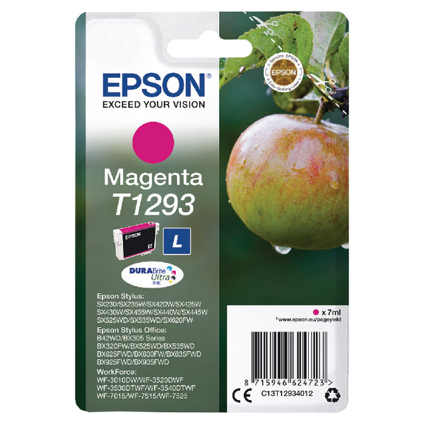 Epson T1293 Apple Magenta Standard Capacity Ink Cartridge 7ml - C13T12934012 - ONE CLICK SUPPLIES