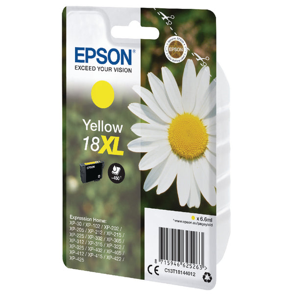 Epson 18XL Daisy Yellow High Yield Ink Cartridge 7ml - C13T18144012 - ONE CLICK SUPPLIES