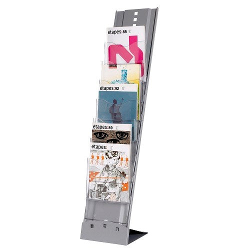 Fast Paper Literature Holder Floor Standing 7 Compartment A4 Portrait Grey - F285735 - ONE CLICK SUPPLIES