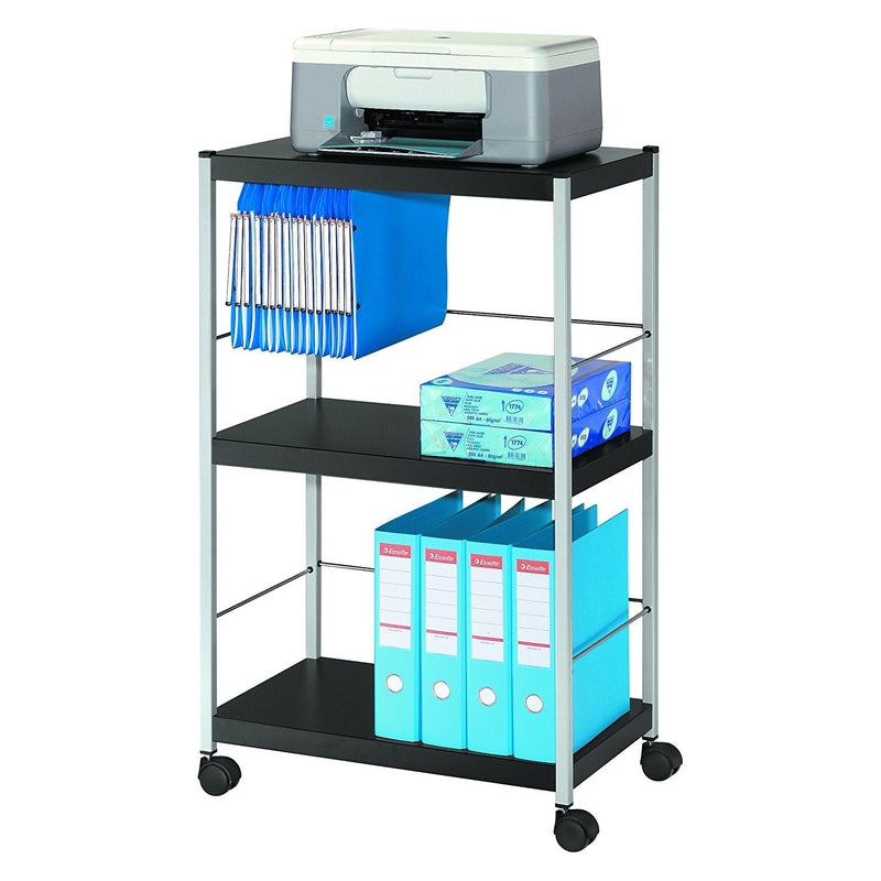 Fast Paper Mobile Trolley Large 3 Shelves Black/Silver - FDP3L01 - ONE CLICK SUPPLIES