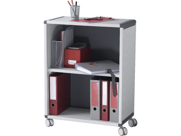 Fast Paper Mobile Bookcase 2 Compartment 1 Shelf Grey/Charcoal - FDM2K211 - ONE CLICK SUPPLIES