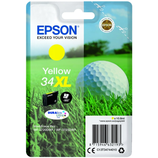 Epson 34XL Golfball Yellow High Yield Ink Cartridge 11ml - C13T34744010 - ONE CLICK SUPPLIES