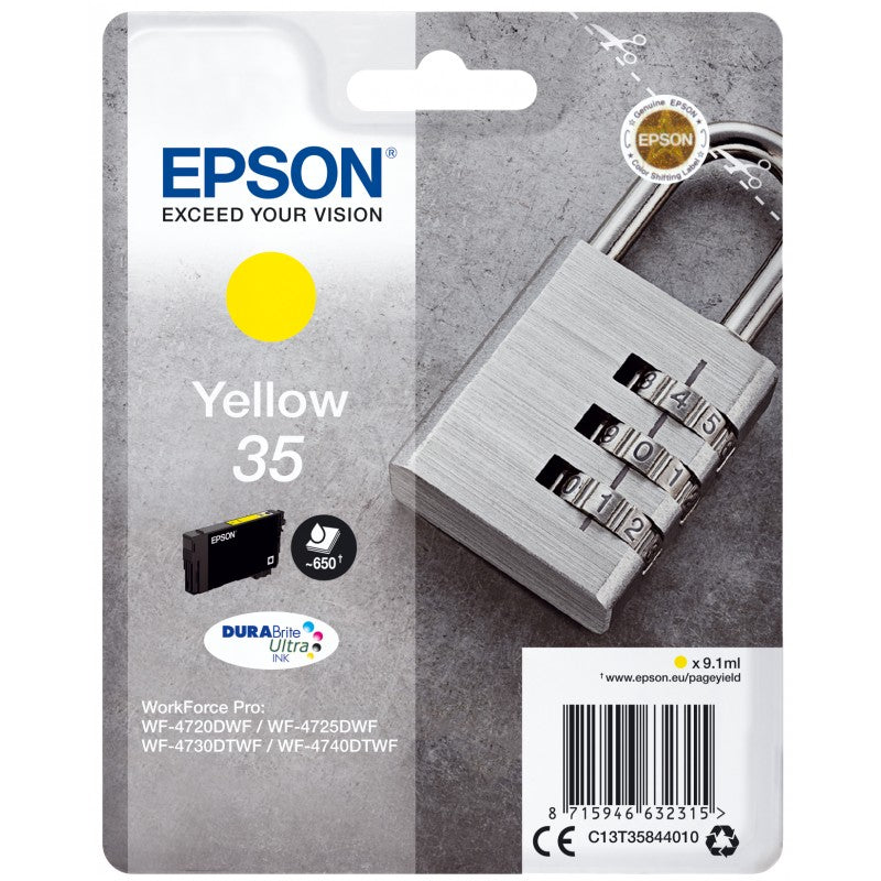 Epson 35 Padlock Yellow Standard Capacity Ink Cartridge 9ml - C13T35844010 - ONE CLICK SUPPLIES