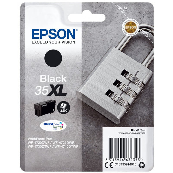 Epson 35XL Padlock Black High Yield Ink Cartridge 41ml - C13T35914010 - ONE CLICK SUPPLIES