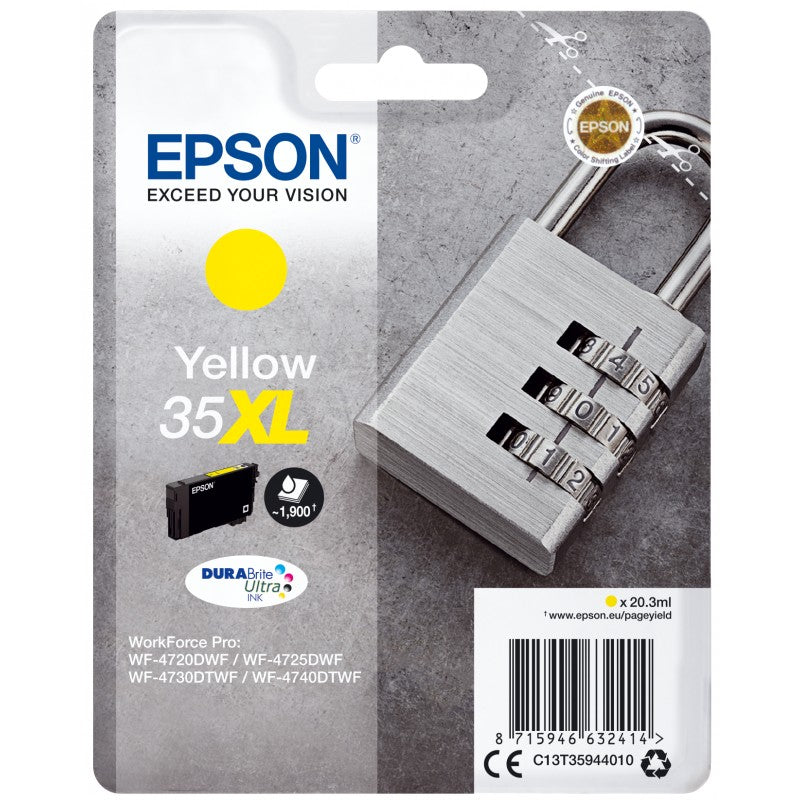 Epson 35XL Padlock Yellow High Yield Ink Cartridge 20ml - C13T35944010 - ONE CLICK SUPPLIES