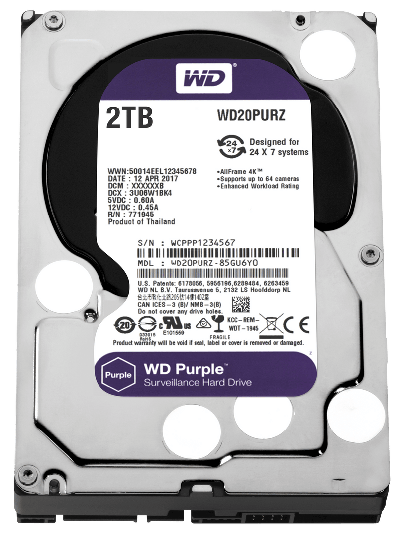 WD Int 2TB Purple Sata 3.5 Inch HDD - ONE CLICK SUPPLIES