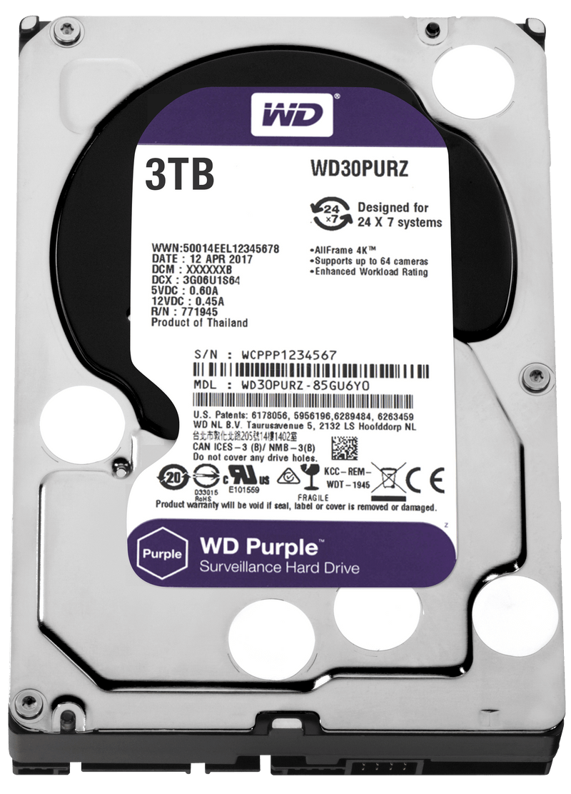 WD HDD Int 3TB Purple Sata 3.5 Inch HDD - ONE CLICK SUPPLIES