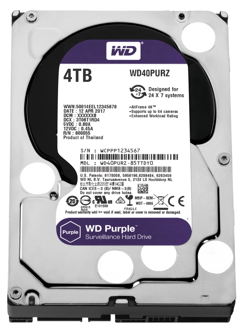 WD Int 4TB Purple Sata 3.5 Inch HDD - ONE CLICK SUPPLIES