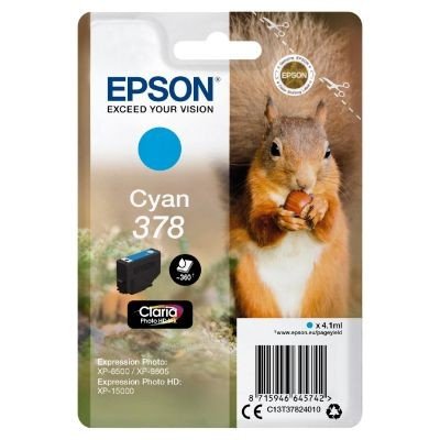Epson 378 Squirrel Cyan Standard Capacity Ink Cartridge 4ml - C13T37824010 - ONE CLICK SUPPLIES