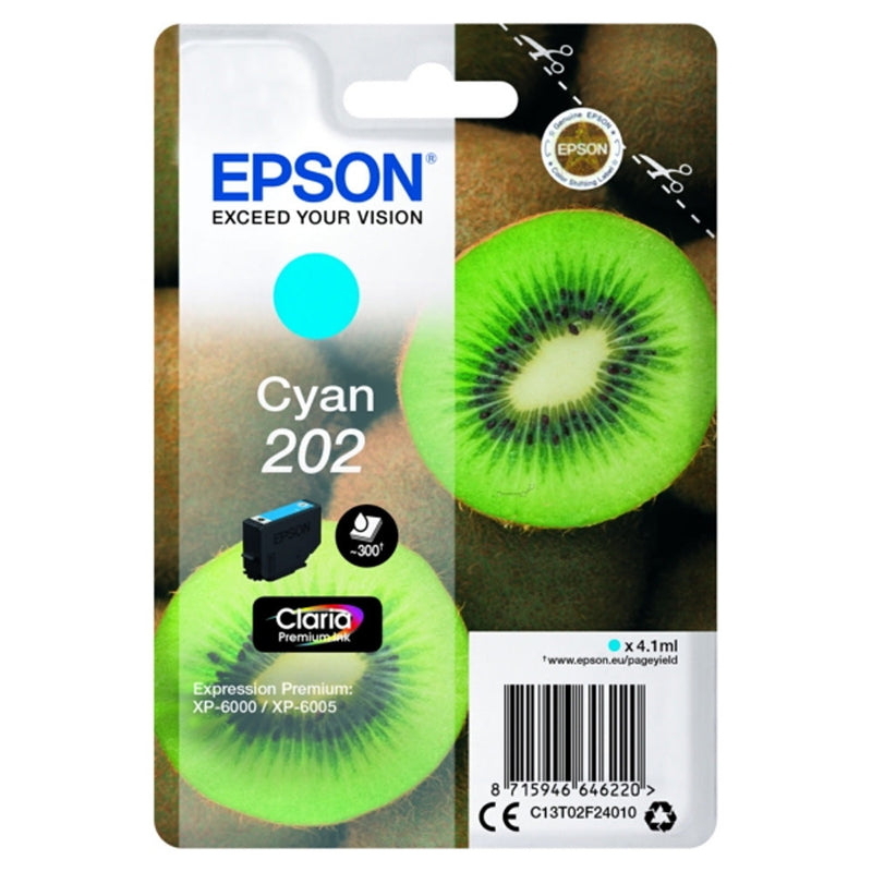 Epson 202 Kiwi Cyan Standard Capacity Ink Cartridge 4ml - C13T02F24010 - ONE CLICK SUPPLIES