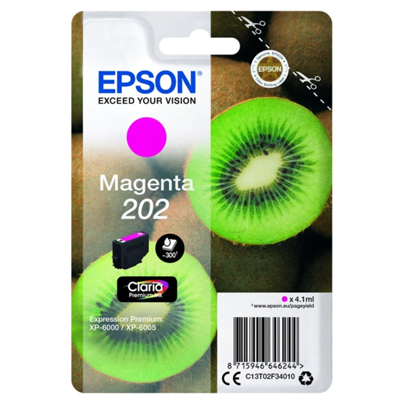 Epson 202 Kiwi Magenta Standard Capacity Ink Cartridge 4ml - C13T02F34010 - ONE CLICK SUPPLIES