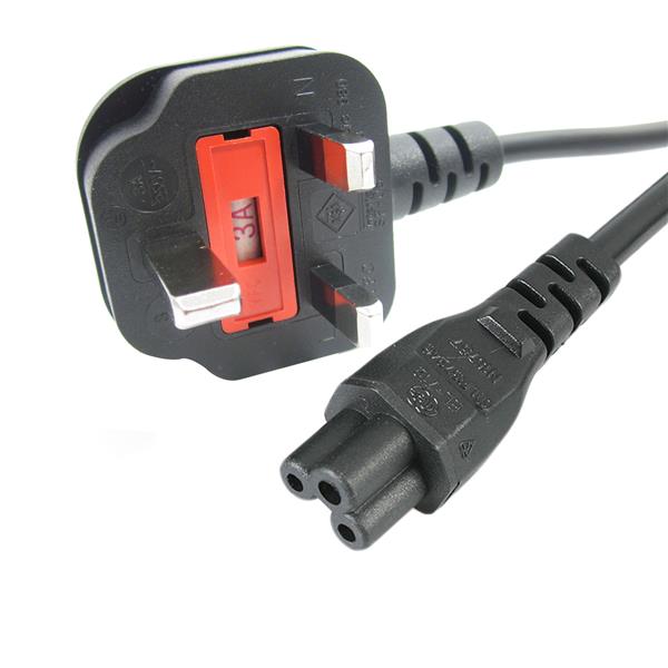 StarTech.com 2m Laptop Power Cord 3 Pin UK to C5 Cloveleaf - ONE CLICK SUPPLIES